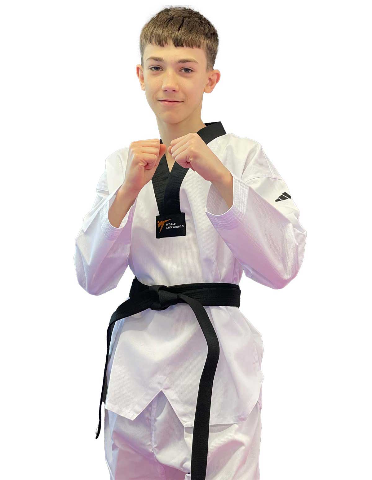 Adidas Taekwondoanzug, schwarzem Revers, WT anerkannt